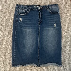TNR Dark Blue Distressed Denim Skirt